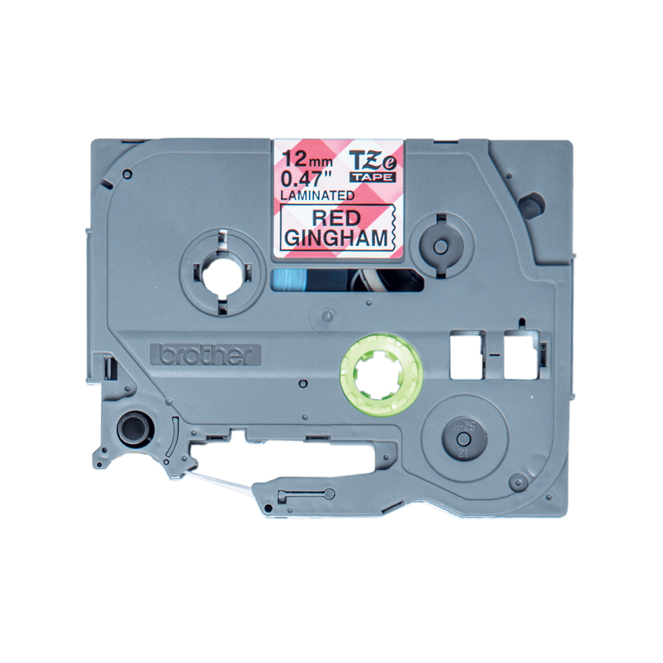 Original TZe-MPRG31 Schriftbandkassette von Brother – Schwarz auf rot-weißem Karomuster, 12 mm breit 2